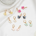 Elegant Colorful Shell Butterfly Acetate Alloy Huggie Hoop Dangle Earrings for Women Earrings view 1