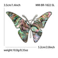 Natural Abalone Shell Butterfly Brooch Pin With Rhinestone Accent view 5
