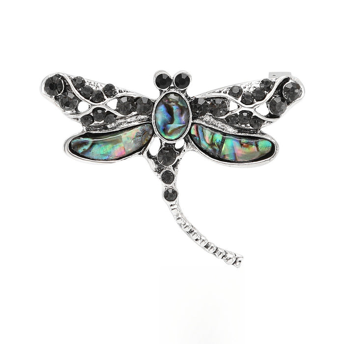 Alloy Natural Abalone Shell Dragonfly Brooch For Insect Fashion Decoration