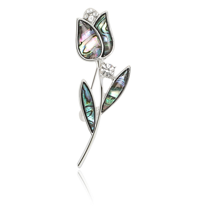 Alloy Shell Rose Flower Brooch Pin For Garment Decoration