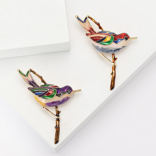 Alloy Enamel Bird Brooch Pin For Simple Women Lapel Accessories