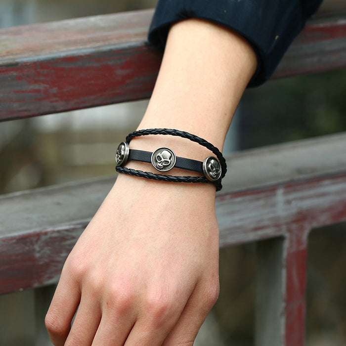 Korean Sweet Beaded Leather Bracelet Fashion Braided Punk Cowhide Bracelet