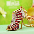 Jeweled Shoe and Handbag Plush Pom Pom Keychains With Wrist Strap Components view 4