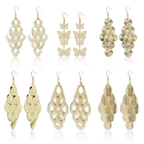 Hollow Multi Layer Metal Disc Geometric Tassel Earrings With Butterfly Matte Hoop Minimalist Style