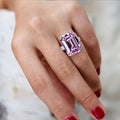 Luxury Large Rectangular Zircon Women's Ring For Wedding Engagement Bridal Gift view 4