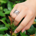 Creative Women's Geometric Curve Zircon Ring Copper Platinum Plated Jewelry view 4