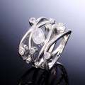 Creative Women's Geometric Curve Zircon Ring Copper Platinum Plated Jewelry view 3