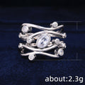 Creative Women's Geometric Curve Zircon Ring Copper Platinum Plated Jewelry view 5