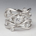 Creative Women's Geometric Curve Zircon Ring Copper Platinum Plated Jewelry view 1