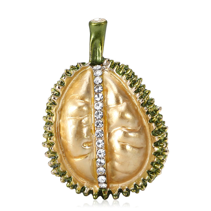 Alloy Enamel Rhinestone Durian Brooch Cute Lapel Pin For Clothing