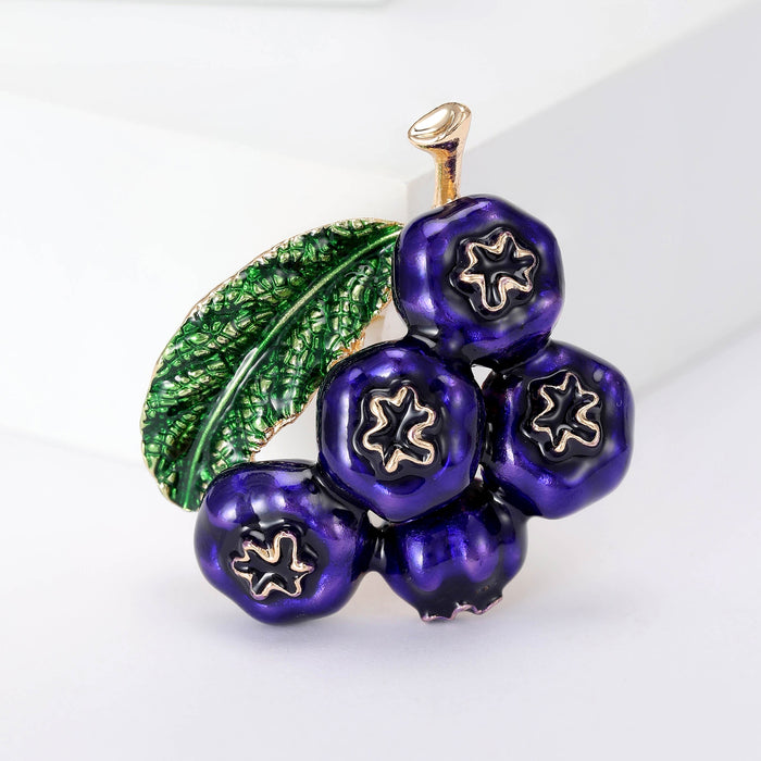 Alloy Enamel Blueberry Brooch Pin For Student Cardigans