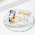 Luxury Crystal Glass Brooch Pin, Vintage Geometric Triangle Flower Scarf Clip And Knot Buckle view 4