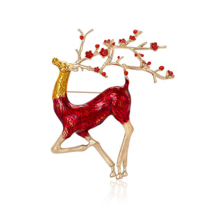 Alloy Enamel Painted Elk Brooch For Animal Clothing Decoration