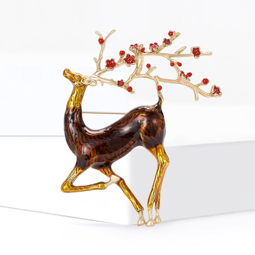 Alloy Enamel Painted Elk Brooch For Animal Clothing Decoration