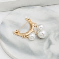 Korean Creative Rhinestone Crescent Moon Pearl Brooch Cardigan Anti Exposure Collar Pin Corsage view 4
