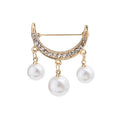Korean Creative Rhinestone Crescent Moon Pearl Brooch Cardigan Anti Exposure Collar Pin Corsage view 5
