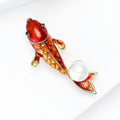 Alloy Enamel Pearl Red Koi Brooch Pin For Coat Sweater view 3