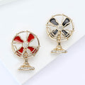 Alloy Enamel Electric Fan Brooch Creative Couple Lapel Pin view 3