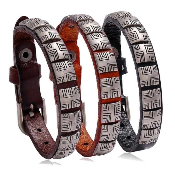 Vintage Punk Genuine Leather Bracelet For Men Simple Adjustable Versatile Accessory Dropshipping