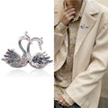 Alloy Enamel Double Swan Brooch Pin For Elegant Lapel Decoration view 2