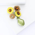 Alloy Enamel Small Flower Vase Brooch For Women's Cardigans view 3