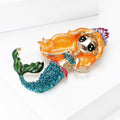 Creative Alloy Rhinestone Mermaid Princess Brooch Pin For Garment Decoration view 3