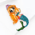 Creative Alloy Rhinestone Mermaid Princess Brooch Pin For Garment Decoration view 2
