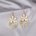 Vintage Elegant Enamel Flower Multi Layer Hoop Rhinestone Alloy 925 Silver Needle Drop Earrings view 2