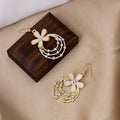Vintage Elegant Enamel Flower Multi Layer Hoop Rhinestone Alloy 925 Silver Needle Drop Earrings view 3