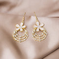 Vintage Elegant Enamel Flower Multi Layer Hoop Rhinestone Alloy 925 Silver Needle Drop Earrings view 1