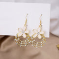 Vintage Elegant Enamel Flower Multi Layer Hoop Rhinestone Alloy 925 Silver Needle Drop Earrings view 4