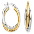 Two Tone Smooth Double Layer Round Hoop Earrings, Minimalist Fashion Nightclub Ear Jewelry view 1