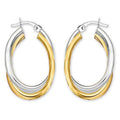 Two Tone Smooth Double Layer Round Hoop Earrings, Minimalist Fashion Nightclub Ear Jewelry view 2
