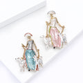Alloy Enamel Dog Walking Lady Brooch Pin For Fashion Apparel view 4