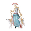 Alloy Enamel Dog Walking Lady Brooch Pin For Fashion Apparel view 2