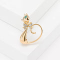 Alloy Rhinestone Enamel Cat Brooch Pin For Cute Animal Accessories view 2