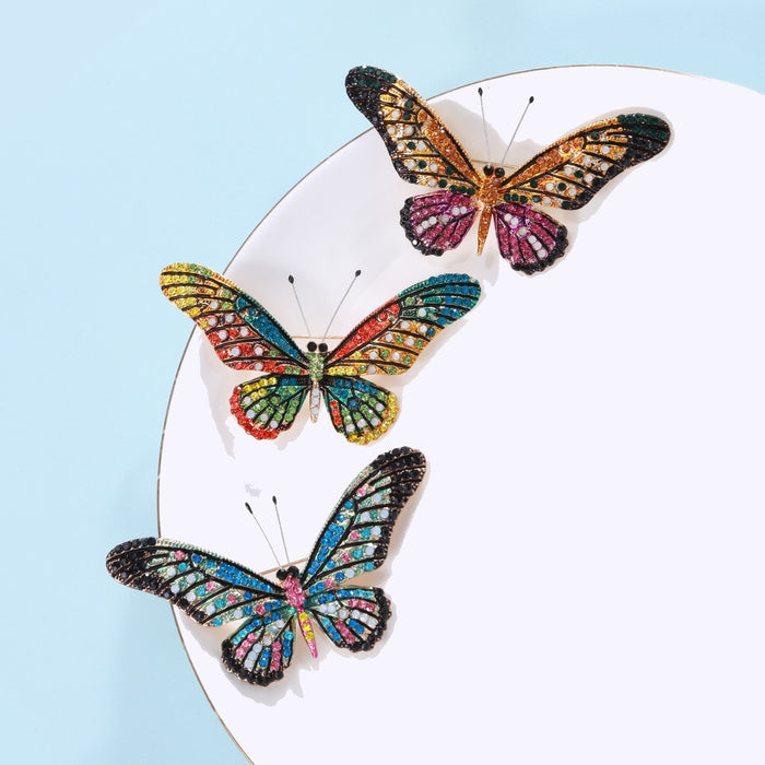 Alloy Rhinestone Butterfly Brooch Pin For Fashion Clothing Accessories