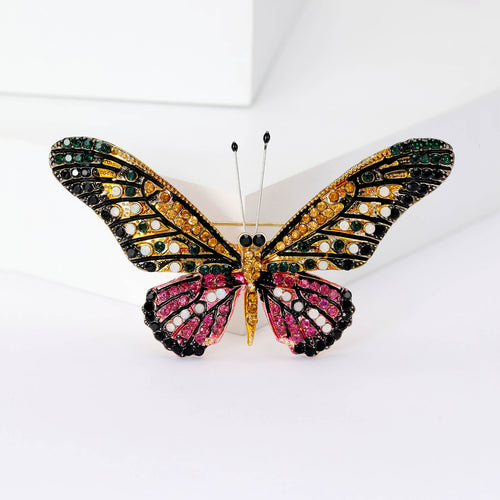 Alloy Rhinestone Butterfly Brooch Pin For Fashion Clothing Accessories