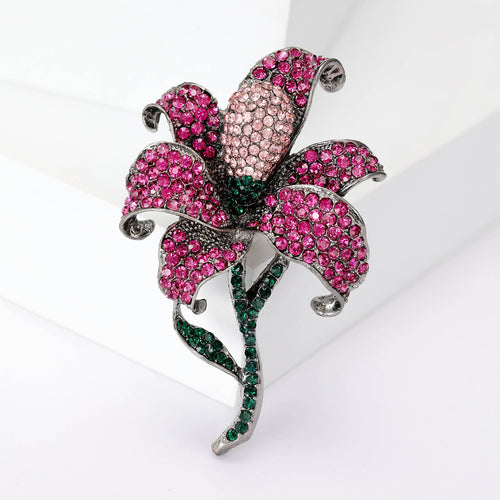 Alloy Rhinestone Rose Brooch Scarf Clip For Elegant Accessories