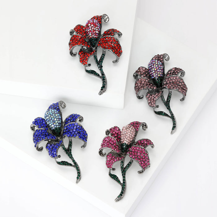 Alloy Rhinestone Rose Brooch Scarf Clip For Elegant Accessories