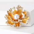 Alloy Pearl Enamel Peony Brooch Pin For Cheongsam Dress Accessories view 4