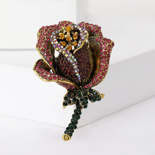 Alloy Rose Flower Lapel Pin Brooch For Suits