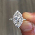Classic Micro Pave Zircon Marquise Womens Wedding Ring Proposal Engagement Jewelry view 2