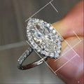 Classic Micro Pave Zircon Marquise Womens Wedding Ring Proposal Engagement Jewelry view 3