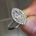 Classic Micro Pave Zircon Marquise Womens Wedding Ring Proposal Engagement Jewelry view 1