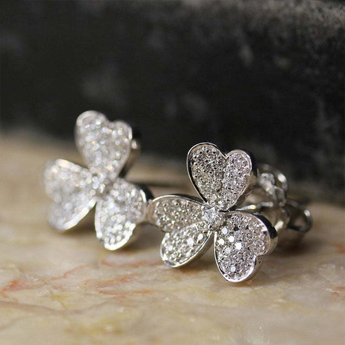 Elegant Women's Pave Zircon Stud Earrings, Micro Inlaid Fashion Ear Jewelry