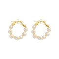 Vintage Geometric Pearl Drop Earrings With Sterling Silver Posts, Minimalist Elegant Design view 5