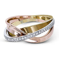 Creative Three Tone Plated Micro Pave Line Ring For Women, Minimalist Fashion Finger Jewelry view 2
