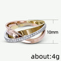 Creative Three Tone Plated Micro Pave Line Ring For Women, Minimalist Fashion Finger Jewelry view 5