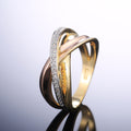 Creative Three Tone Plated Micro Pave Line Ring For Women, Minimalist Fashion Finger Jewelry view 4